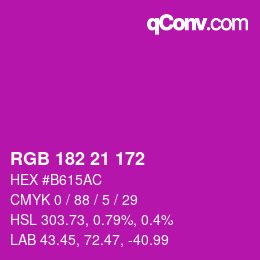 Color code: RGB 182 21 172 | qconv.com