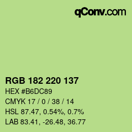 カラーコード: RGB 182 220 137 | qconv.com