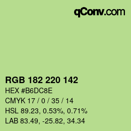 Color code: RGB 182 220 142 | qconv.com
