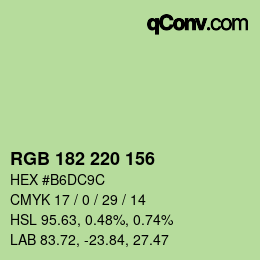 Color code: RGB 182 220 156 | qconv.com