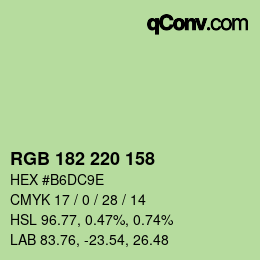 Code couleur: RGB 182 220 158 | qconv.com