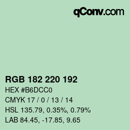 Color code: RGB 182 220 192 | qconv.com