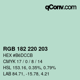 Color code: RGB 182 220 203 | qconv.com