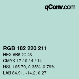 Color code: RGB 182 220 211 | qconv.com