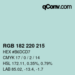 Color code: RGB 182 220 215 | qconv.com