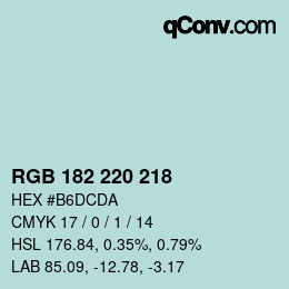 Código de color: RGB 182 220 218 | qconv.com