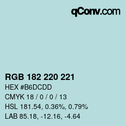 Color code: RGB 182 220 221 | qconv.com