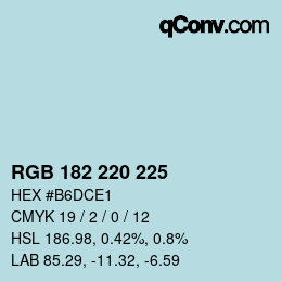 Color code: RGB 182 220 225 | qconv.com