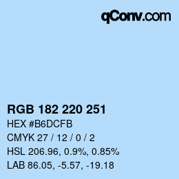 カラーコード: RGB 182 220 251 | qconv.com