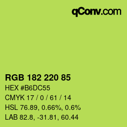 Color code: RGB 182 220 85 | qconv.com