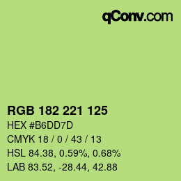 Color code: RGB 182 221 125 | qconv.com