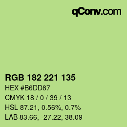Color code: RGB 182 221 135 | qconv.com