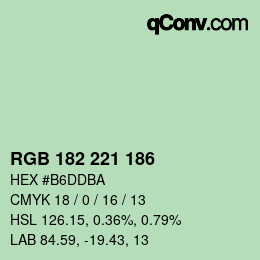 Color code: RGB 182 221 186 | qconv.com