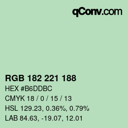 Color code: RGB 182 221 188 | qconv.com