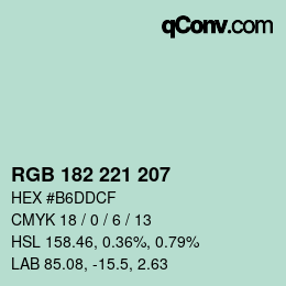 Color code: RGB 182 221 207 | qconv.com