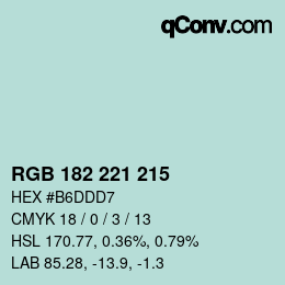 カラーコード: RGB 182 221 215 | qconv.com