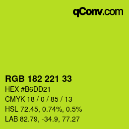 Color code: RGB 182 221 33 | qconv.com