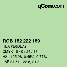 Color code: RGB 182 222 169 | qconv.com