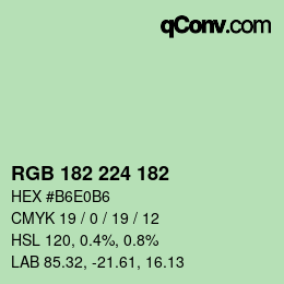 Color code: RGB 182 224 182 | qconv.com