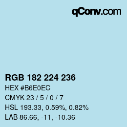 Color code: RGB 182 224 236 | qconv.com