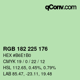 Color code: RGB 182 225 176 | qconv.com