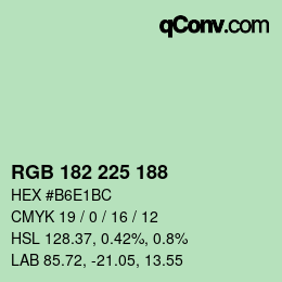 Color code: RGB 182 225 188 | qconv.com
