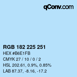 Color code: RGB 182 225 251 | qconv.com