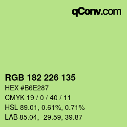 Color code: RGB 182 226 135 | qconv.com