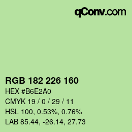 Color code: RGB 182 226 160 | qconv.com