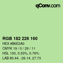 カラーコード: RGB 182 226 160 | qconv.com