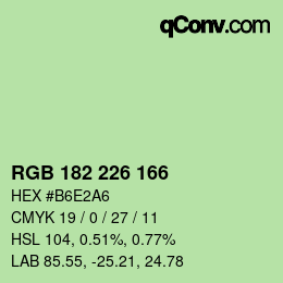 Color code: RGB 182 226 166 | qconv.com