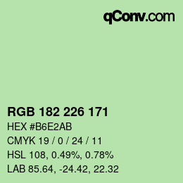 Color code: RGB 182 226 171 | qconv.com