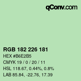 Color code: RGB 182 226 181 | qconv.com