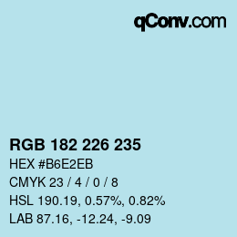 Color code: RGB 182 226 235 | qconv.com