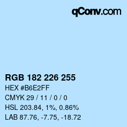 Color code: RGB 182 226 255 | qconv.com