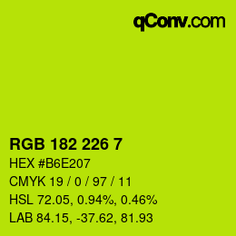 Color code: RGB 182 226 7 | qconv.com