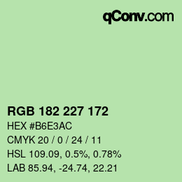 Código de color: RGB 182 227 172 | qconv.com