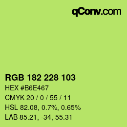 カラーコード: RGB 182 228 103 | qconv.com