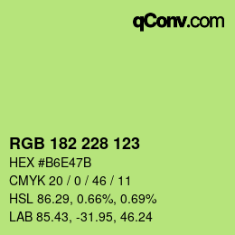 カラーコード: RGB 182 228 123 | qconv.com