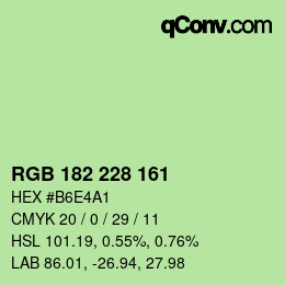 Color code: RGB 182 228 161 | qconv.com