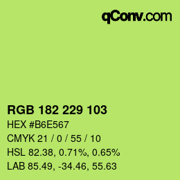Color code: RGB 182 229 103 | qconv.com