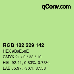Color code: RGB 182 229 142 | qconv.com