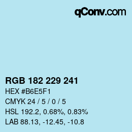 Color code: RGB 182 229 241 | qconv.com