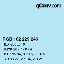 Color code: RGB 182 229 246 | qconv.com