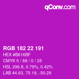 Color code: RGB 182 22 191 | qconv.com