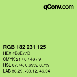 Color code: RGB 182 231 125 | qconv.com
