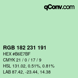 カラーコード: RGB 182 231 191 | qconv.com