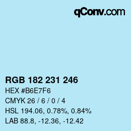 Color code: RGB 182 231 246 | qconv.com