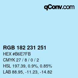 Color code: RGB 182 231 251 | qconv.com