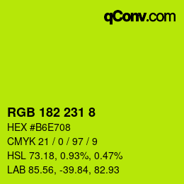 Color code: RGB 182 231 8 | qconv.com